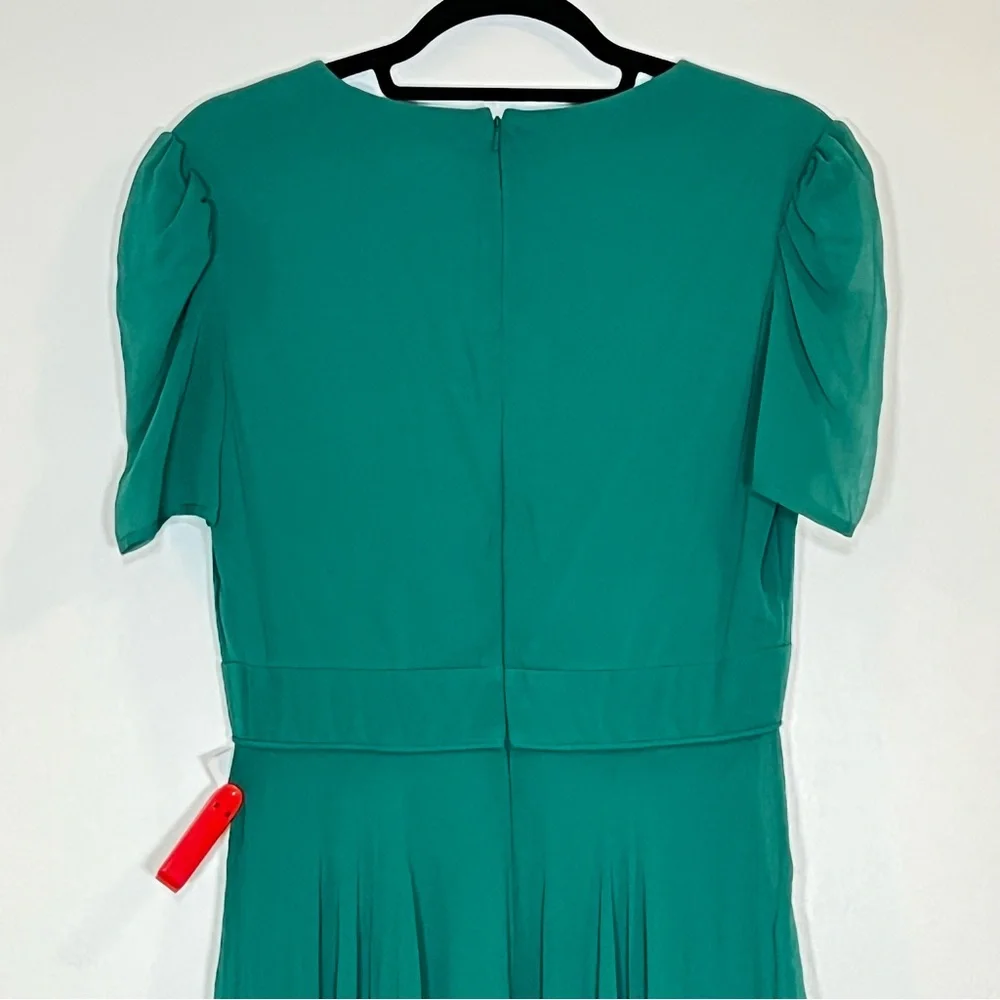 Mac‎ Duggal 55681 Womens Size 6 Green Short Puff Sleeve V-Neck Long Maxi Dress